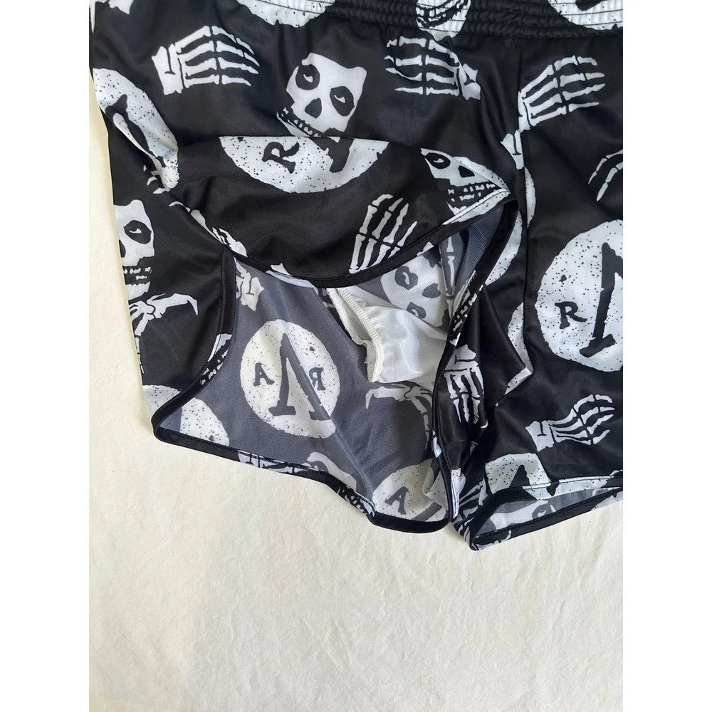 Rogue‎ American Apparel RAA Skull Skeleton Training Shorts Mens XXL Black White
